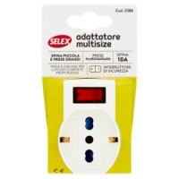 Selex Adattatore Multisize Spina 10A + 3 Prese 10-16A Con Interruttore Di Sicurezza Bianco