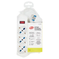 Selex Presa Multipla 3 Uscite Pluristandard 10/16A Inter.Sicurezza+Cavo 1,5m Sp. S/Spazio 90° Bianco