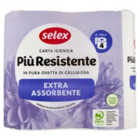 Selex Carta Igienica Più Resistente Extra Assorbente 4 Veli 4 Rotoli