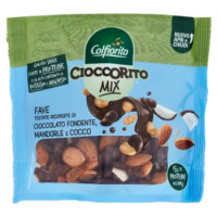 Colfiorito Cioccorito Mix Fave Tostate Ricoperte Di Cioccolato Fondente, Mandorle e Cocco 150 g