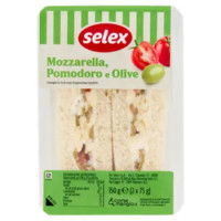 Selex Tramezzini Farciti Mozzarella, Pomodoro e Olive 2x75 g
