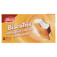 Selex 6 Biscotris Biscotti Ripieni Di Gelato Panna, Cacao, Zabaione 450 g