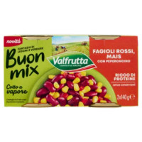 Valfrutta Buon Mix Fagioli Rossi, Mais Con Peperoncino 2 x 140 g