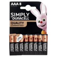 Duracell Simply AAA Batterie Ministilo Alcaline Confezione Da 8 1.5V LR03 MN2400 Pile Duracell
