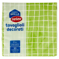 Selex Casa Bella Tovaglioli 2 Veli 33X33 Cm Decoro Scacchi Kiwi 30 Pezzi