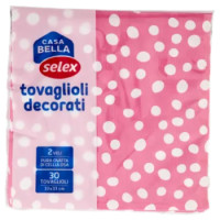 Selex Casa Bella Tovaglioli 2 Veli 33X33 Cm Decoro Pois Fucsia 30 Pezzi