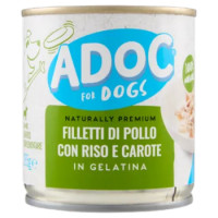 ADoC For Dogs Naturally Premium Filetti Di Pollo Con Riso e Carote In Gelatina 285 g