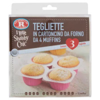 F.lli Rebecchi Valtrebbia I Love Shabby Chic Tegliette In Cartoncino Da Forno Da 4 Muffins 3 Pz