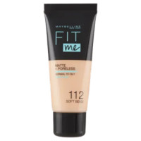 Maybelline New York Fondotinta Coprente Opacizzante Fit Me Matte & Poreless, 112 Soft Beige