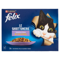 FELIX Le Ghiottonerie Selezioni Miste In Gelatina Manzo, Pollo, Salmone, Tonno 12x85g