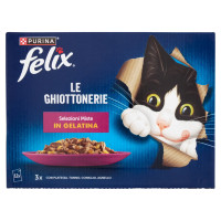 FELIX Le Ghiottonerie Selezioni Miste In Gelatina Platessa, Tonno, Coniglio, Agnello 12x85g