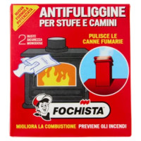 Fochista Antifuliggine Per Stufe e Camini Buste Sicurezza Monodose 2 x 90 g