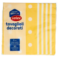 Selex Casa Bella Tovaglioli 2 Veli 33X33 Cm Decoro Mixi Giallo 30 Pezzi