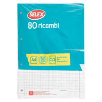 Selex Ricambio Bianco Quaxima Formato A4 80 Fogli Rinforzati 80 g Quadretti 5 Mm Con Margine