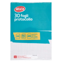 Selex Fogli Protocollo Formato A4 30 Fogli 80 g Quadretti 4 Mm