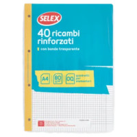Selex Ricambio Bianco Quaxima Formato A4 40 Fogli Rinforzati 80 g Quadretti 5 Mm Con Margine
