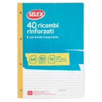 Selex Ricambio Bianco Quaxima Formato A4 40 Fogli Rinforzati 80 g Riga Unica