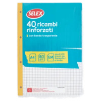 Selex Ricambio Bianco Quaxima Formato A4 40 Fogli Rinforzati 80 g Quadretti 5 Mm
