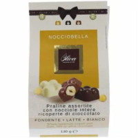 PRALINE CON NOCCIOLE RICOPERTE DI CIOCCOLATO FONDENTE, LATTE NOCCIOBELLA OLIVA GR.130