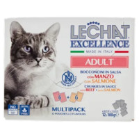 LeChat Excellence Adult Bocconcini In Salsa Con Manzo, Con Salmone 12 x 100 g