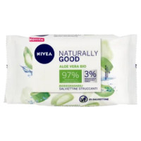Nivea Naturally Good Biodegradabili Salviettine Struccanti Aloe Vera Bio Tutti i Tipi Di Pelle 25 Pz
