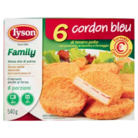 Tyson Family 6 Cordon Bleu Di Tenero Pollo Cotti e Surgelati 540 g