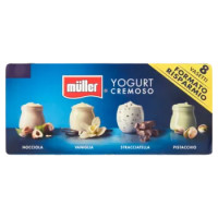 Müller Yogurt Cremoso Nocciola, Vaniglia, Stracciatella, Pistacchio 8 x 125 g