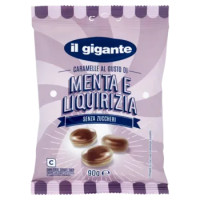 IL GIGANTE Caramelle Al Gusto Di Menta e Liquirizia Senza Zuccheri 90 g