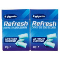 IL GIGANTE Refresh Chewing Gum Senza Zucchero Gusto Menta e Liquirizia 2 x 30 g