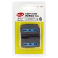 Selex Adattatore Multiplo Spina 16A + 3 Prese 10/16A(Ita) Nero