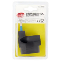 Selex Adattatore Pluristandard Spina 16A + 2 Prese Bivalenti + 1 Presa Tedesca Nero
