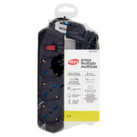 Selex Presa Multipla 3 Uscite Pluristandard 10/16A Inter.Sicurezza+Cavo 1,5 m Sp. S/Spazio 90° Nero