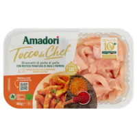 Amadori Qualità 10+ Straccetti Di Petto Di Pollo Con Rustica Panatura Di Mais e Paprika 0,300 Kg