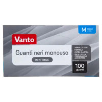 Vanto Guanti Monouso In Nitrile Neri Misura Media (7-7,5) Dispenser 100 Pezzi