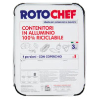 Rotochef Contenitori In Alluminio 100% Riciclabile 4 Porzioni - Con Coperchio 3 Pz