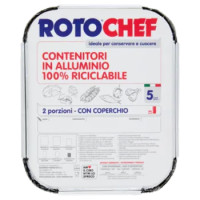Rotochef Contenitori In Alluminio 100% Riciclabile 2 Porzioni - Con Coperchio 5 Pz