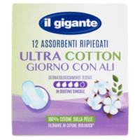 IL GIGANTE Assorbenti Ripiegati Ultra Cotton Giorno Con Ali 12 Pz