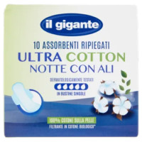 IL GIGANTE Assorbenti Ripiegati Ultra Cotton Notte Con Ali 10 Pz