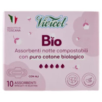 Vivicot Bio Assorbenti Notte Compostabili Con Ali Ripiegati In Bustina 10 Pz