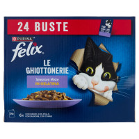 FELIX Le Ghiottonerie Selezioni Miste In Gelatina Manzo, Pollo, Salmone, Tonno 24x85g