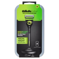 Gillette Labs Rasoio Da Uomo Neon Night Edition, 1 Manico + 2 Lamette + 1 Base + Custodia Da Viaggio