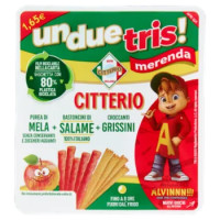Citterio Un Due Tris! Merenda Purea Di Mela + Bastoncini Di Salame + Grissini 122 g