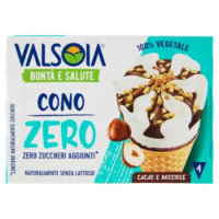 Valsoia Bontà e Salute Cono Zero Zuccheri Aggiunti* Cacao e Nocciole 4 x 75 g