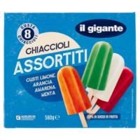 IL GIGANTE Ghiaccioli Assortiti Gusti Limone, Arancia, Amarena, Menta 8 x 70 g