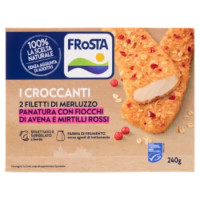 FRoSTA i Croccanti 2 Filetti Di Merluzzo Panatura Con Fiocchi Di Avena e Mirtilli Rossi 240 g