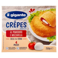 IL GIGANTE Crêpes Surgelate Al Pomodoro e Mozzarella 4 Pezzi 250 g