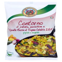 il Mediterraneo a Tavola Contorno di patate, zucchine e Cipolla Rossa di Tropea Calabria I.G.P.