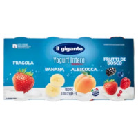 IL GIGANTE Yogurt Intero Fragola, Banana, Albicocca, Frutti Di Bosco 8 x 125 g