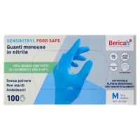 Bericah Sensinitryl Food Safe Guanti Monouso In Nitrile M 7/7,5 Medium 100 Pz