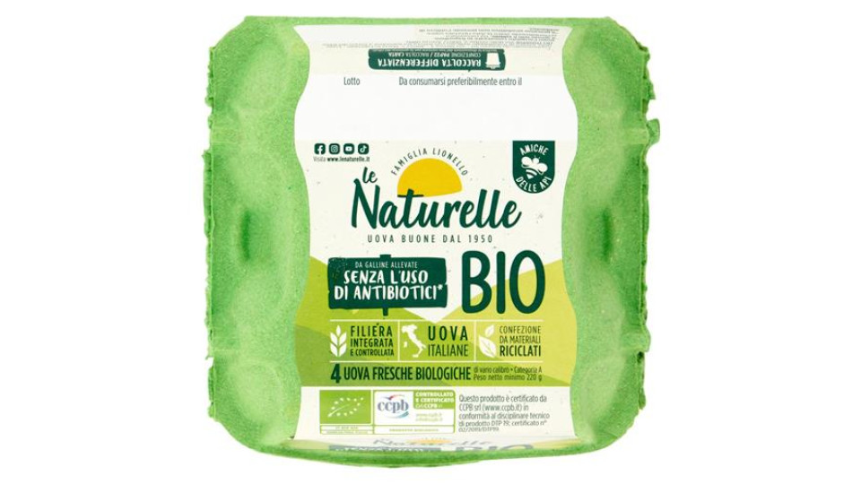 le Naturelle 4 Uova Fresche Biologiche 220 g